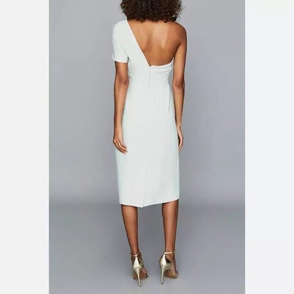 NWOT REISS RIana One Shoulder Dress Mint Green Pastel Size 8 - Picture 2 of 7